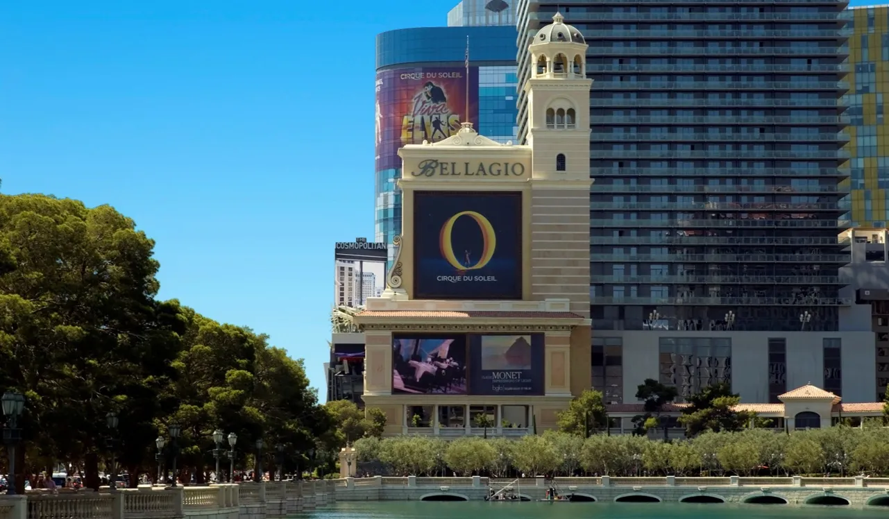 Outdoor LED screen at the Bellagio hotel in Las Vegas