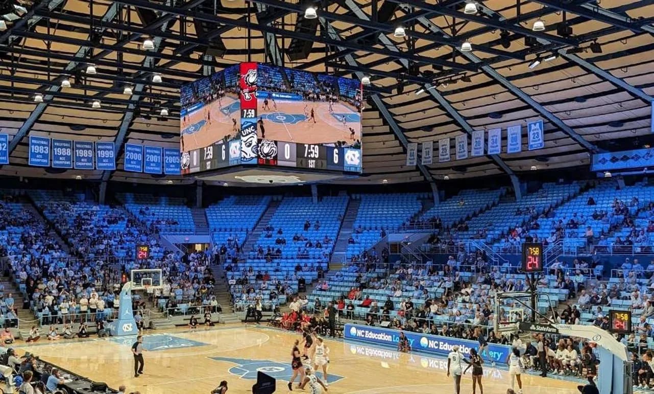 Large LED display in a North Carolina arena