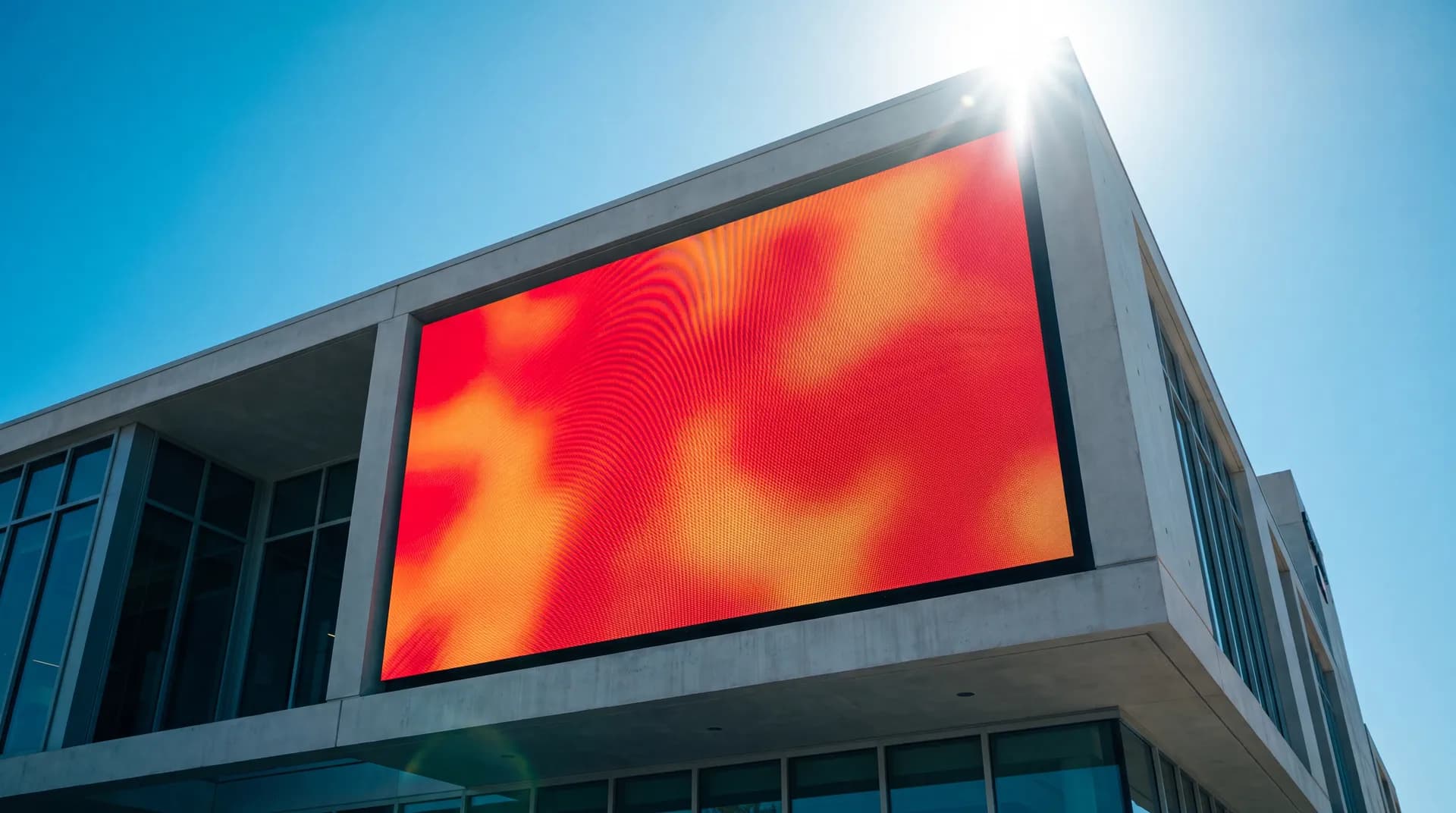 Outdoor LED screen staying legible against a bright midday sun